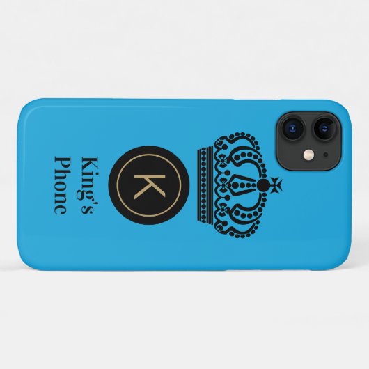 Telefoonblauwe achtergrond monogram van koning Case-Mate iPhone case (Achterkant (horizontaal))