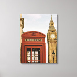 Telefoonbus en toren van Big Ben Canvas Afdruk