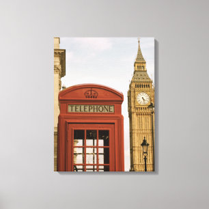 Telefoonbus en toren van Big Ben Canvas Afdruk