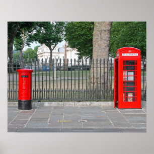 Telefooncabine en postbus in Londen Poster