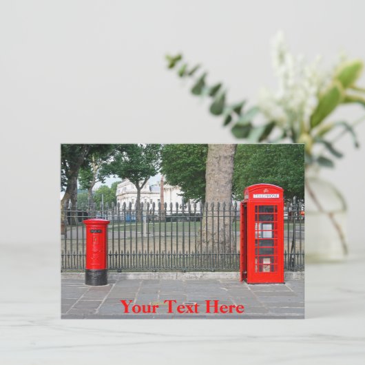  telefooncel en postbus in Londen Kaart (Staand voorkant)