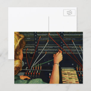 Telefooncentrale Operator, Vintage Zakelijk Briefkaart