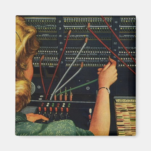 Telefooncentrale, Vintage bedrijven Magneet (Voorkant)