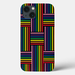 Telefoondraagtas - geweven regenboogkleurige linte iPhone 13 hoesje