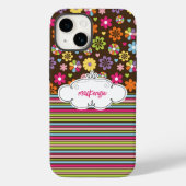 Telefoondraagtas met speciale Floral & Stripes Case-Mate iPhone Case (Achterkant)