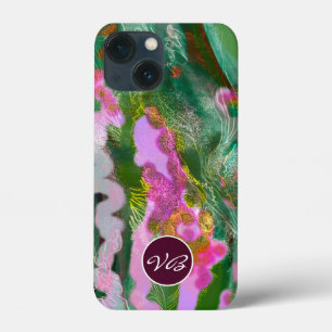 Telefoongevallen Psychedelic lila groen monogram iPhone 13 Mini Hoesje