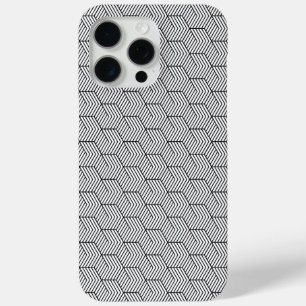 Telefoonhoes Zwart Patroon Lijn Kubus Geometrie Ee iPhone 15 Pro Max Hoesje