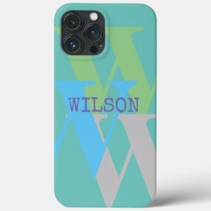 Telefoonhoesje Blauw Minimaal Monogram Naam Modern iPhone 13 Pro Max Hoesje
