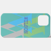 Telefoonhoesje Blauw Minimaal Monogram Naam Modern Case-Mate iPhone Case (Achterkant (horizontaal))