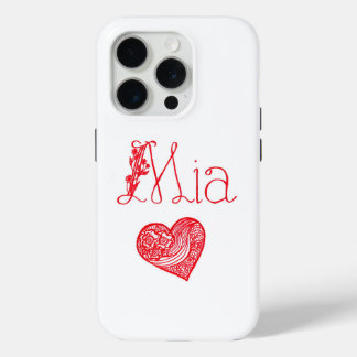 Telefoonhoesje met hart en Mia's naam iPhone 15 Pro Case