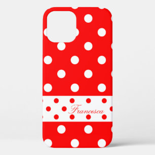 TelefoonHoesje met mijn naam, Red White Polka Dots iPhone 12 Pro Hoesje