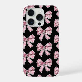 Telefoonhoesje met roze strikpatroon iPhone 15 pro hoesje