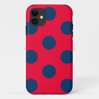 Telefoonhoesje Polka Dot Rood & Navy Blue iPhone 11 Hoesje