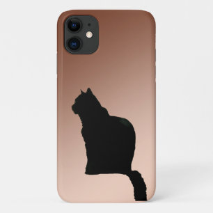 Telefoonhoesje - zwarte kat op koperen achtergrond iPhone 11 hoesje