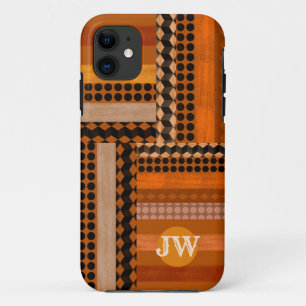 Telefoonnummer exotische houten inlegblik & monogr iPhone 11 hoesje