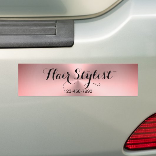 Telefoonnummer Kapper Roze Geborsteld Metaal Uiter Bumpersticker (Op auto)