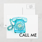 Telefoonnummer Turquoise Rotary Blue Briefkaart (Voorkant / Achterkant)