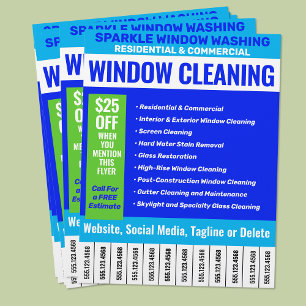 Telefoonnummers voor het schoonmaken van vensters flyer