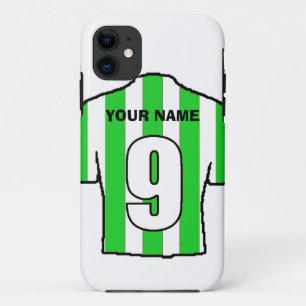 Telefoontas met Club Colors. Groen en wit Shirt iPhone 11 Hoesje