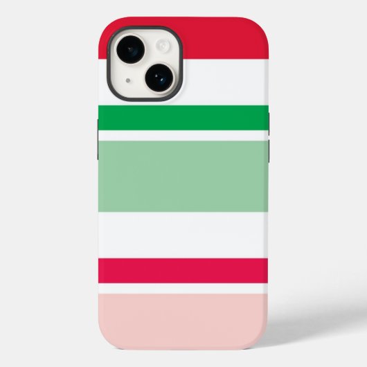Telefoontas met rode en groene kerststrepen Case-Mate iPhone case (Achterkant)