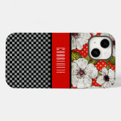 Telefoontas met rode en zwarte bloemen Case-Mate iPhone case (Achterkant (horizontaal))