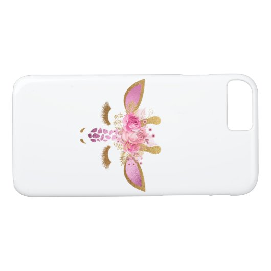 Telefoontas met roze en Gold Giraffe Case-Mate iPhone Case (Achterkant (Horizontaal))