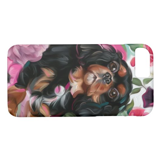 Telefoontas met zwarte en Tan Cavalier Case-Mate iPhone Case (Achterkant (Horizontaal))