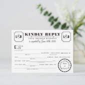 Telegram-antwoordkaart zwart-wit kaart (Staand voorkant)