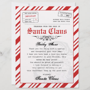 Telegram brief van de Kerstman gepersonaliseerd