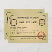  Telegram bruiloft Bewaar de datum Aankondigingskaart (Voorkant / Achterkant)