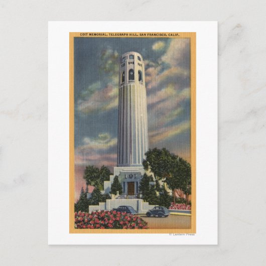 Telegraph Hill Uitzicht met Coit Memorial Briefkaart (Voorkant)