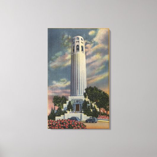 Telegraph Hill Uitzicht met Coit Memorial Canvas Afdruk (Voorkant)