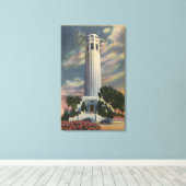 Telegraph Hill Uitzicht met Coit Memorial Canvas Afdruk (Insitu (Houten vloer))