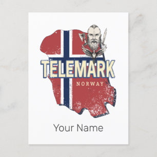 Telemark Norvège Province Carte Souvenir Vintage
