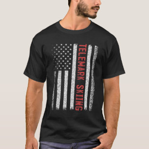 Telemark-skiën Amerikaanse vlag 4 juli-skirace T-shirt