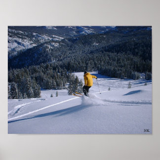 Telemark Skiier vliegt Poster