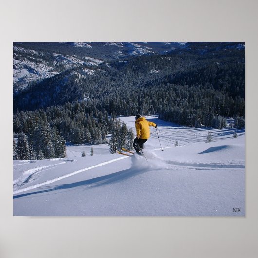 Telemark Skiier vliegt Poster (Voorkant)