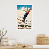 Téléphérique de Comblou France Affiche de ski vint (Cuisine)