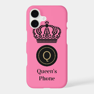 Téléphone de la Reine Fond Rose Monogramme Personn