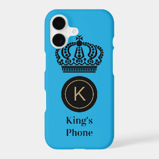 Téléphone du Roi Fond Bleu Monogramme Personnalisé