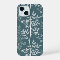 Téléphone Élégant Floral Silhouette Teal Forêt Pro
