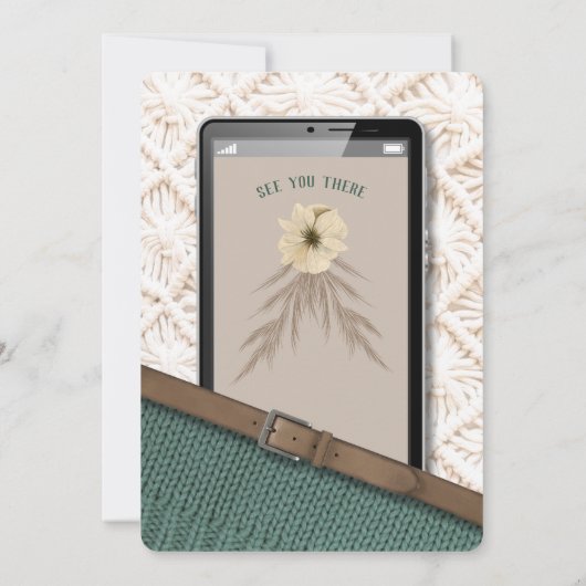 Téléphone portable Boho moderne Invitation d'anniv (Dos)