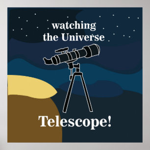 Telescoop Astronomie Nachtelijke Hemel Stargazer Poster