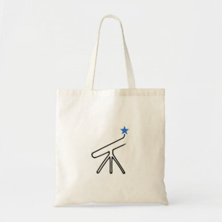 Telescoop Eénlijnige Kunst met Blauwe Ster Tote Bag