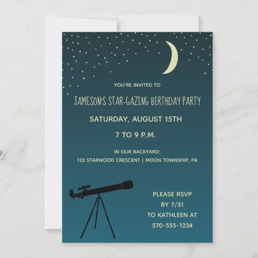 Telescoop, Verjaardagsfeestje Astronomie Kaart (Voorkant)