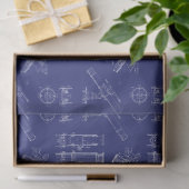 Telescope Schematics Tissue Paper in Blue Tissuepapier (Geschenk)