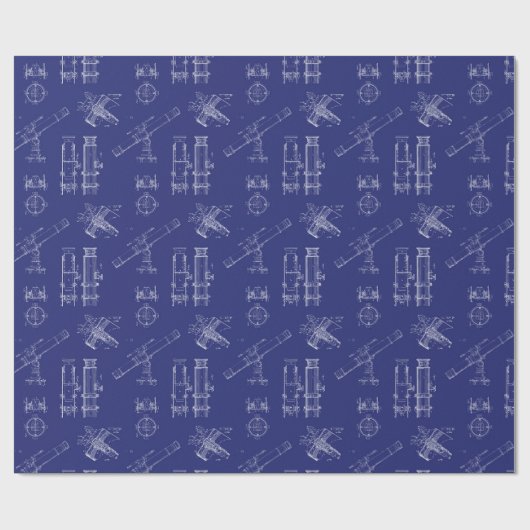 Telescope Schematics Wrapping Paper in Blue Cadeaupapier (Vlak)