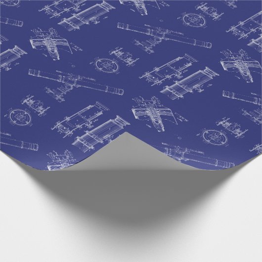 Telescope Schematics Wrapping Paper in Blue Cadeaupapier (Hoek)