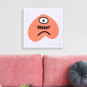 Teleurgesteld hart - verdrietig met snor canvas afdruk (Insitu (Woonkamer))