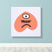 Teleurgesteld hart - verdrietig met snor canvas afdruk (Insitu (Houten vloer))